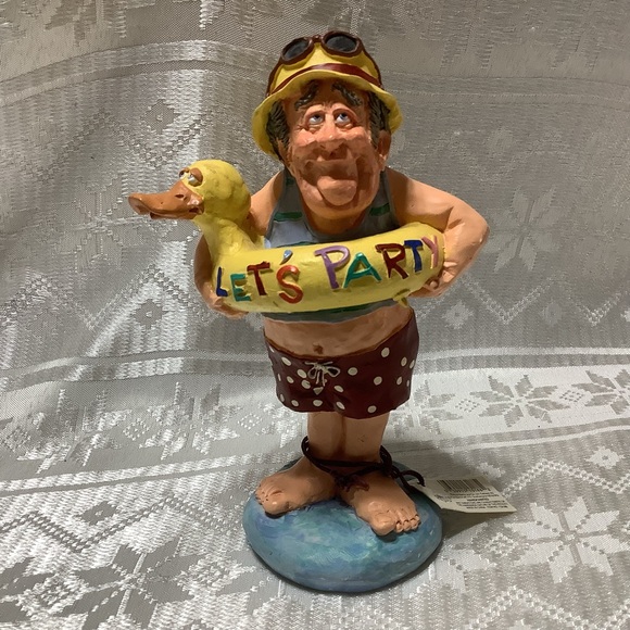 Russ Doug Harris Figurine Let’s Party Item No 13188 Vintage Signed - Picture 1 of 9